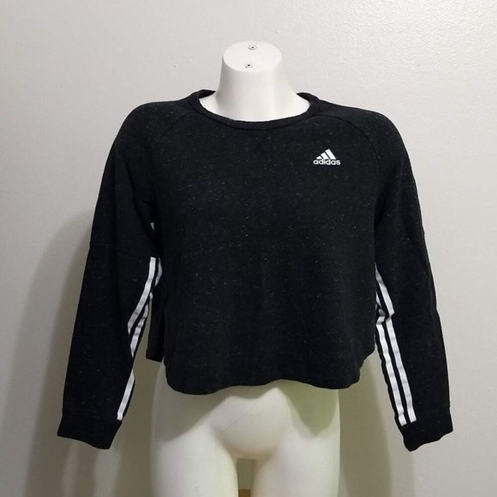 Adidas Heather Dk Gray Cropped Pullover Sweatshirt, Women's Size M, EUC!